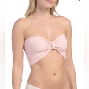 Free People Pink Floral Frills Knotted Bandeau Bra Top XS/S